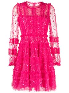 Needle & Thread robe courte à manches longues - Rose