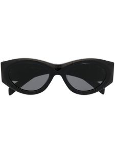 Prada Eyewear lunettes de soleil ovales à logo - Noir