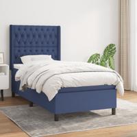 Boxspring met matras stof blauw 90x190 cm Boxspring met matras stof blauw 90x190 cm
