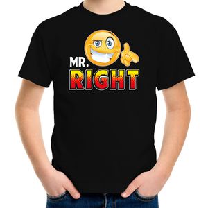 Funny emoticon t-shirt mr. right zwart voor kids