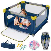 Opvouwbaar Babylooprek met 50 Ballen & 4 Handvatten & Ritsdeur Looprek Speelrek Blauw