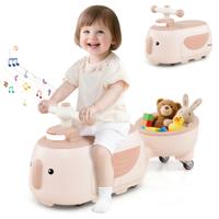 Kinder Rutschauto met Aanhanger & Licht & Opbergruimte Onder de Zitting Bodemrutscher Beige