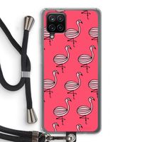 Flamingo: Samsung Galaxy A12 Transparant Hoesje met koord