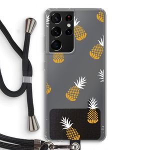 Ananasjes: Samsung Galaxy S21 Ultra Transparant Hoesje met koord