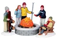 Lemax fire pit s/5 verlichte kerstdorp accessoire Vail Village 2010