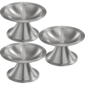 3x Luxe metalen kaarsenhouders zilver voor stompkaarsen van 5-6 cm