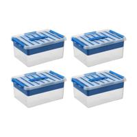 Q-line opbergbox met inzet 15L blauw - Set van 4 - thumbnail