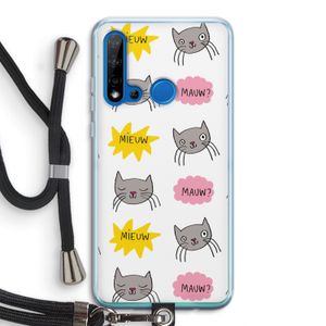 Meow: Huawei P20 Lite (2019) Transparant Hoesje met koord