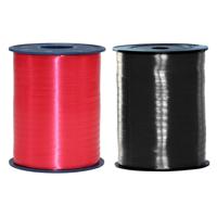 Pakket van 2 rollen lint zwart en rood 500 meter x 5 milimeter breed