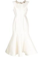 Rachel Gilbert robe évasée à ornements en cristal - Blanc