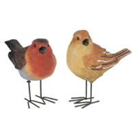 Tuinbeeldjes decoratie vogeltjes - 2x stuks - metaal - 10 cm - binnen/buiten Tuinbeeldjes decoratie vogeltjes - 2x stuks - metaal - 10 cm - binnen/buiten