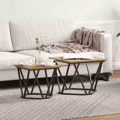 Bijzettafelset 2 pcs artisanaal eikenkleurig 50 x 50 x 40 cm