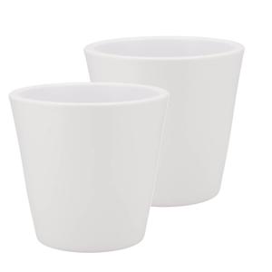 DK Design bloempot/plantenpot - 2x - Vinci - wit mat - voor kamerplant - D13 x H15 cm - Plantenpotten