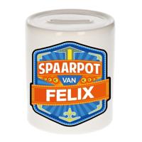 Kinder spaarpot met naam - Felix - keramiek - met dop - wit - Sparen - Spaargeld van Felix