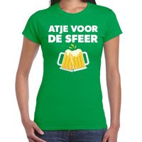 Atje voor de sfeer feest t-shirt groen voor dames - thumbnail