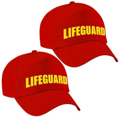 Verkleed pet Lifeguard - 2x stuks - rood - voor volwassenen - strandwacht cap