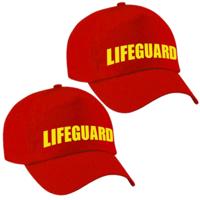 Verkleed pet Lifeguard - 2x stuks - rood - voor volwassenen - strandwacht cap