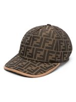 FENDI casquette en coton à logo imprimé - Marron