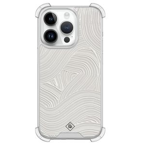 iPhone 14 Pro shockproof hoesje - Abstract beige waves