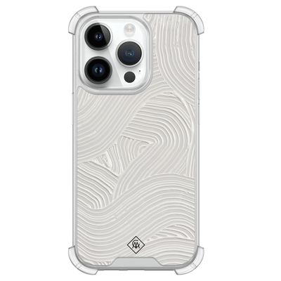 iPhone 14 Pro shockproof hoesje - Abstract beige waves