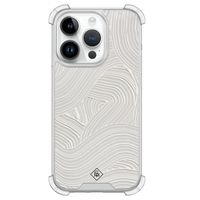 iPhone 14 Pro shockproof hoesje - Abstract beige waves