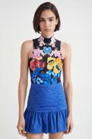 Geplooide minirok met ruches - BLUE - L