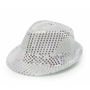 Trilby hoed met pailletten - zilver - glitter   -