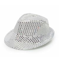 Trilby hoed met pailletten - zilver - glitter   -