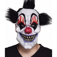 Latex killer clown masker met zwart haar - thumbnail