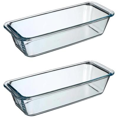 Secret de Gourmet Cake ovenschaal - 2x stuks - rechthoek - Transparant glas - 31 x 12 cm