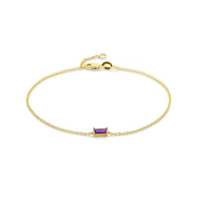 14k Geelgouden Armband met Amethist - 16,5-18 cm