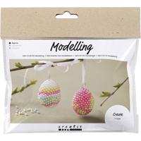 Creativ Company Mini hobbyset boetseren, ei met kraaltjes, pastelkleuren, 1 doos