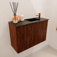Toiletmeubel Mondiaz Joya Dlux | 60 cm | Meubelkleur Ruby | Faye wastafel Lava Wasbak Rechts | 1 kraangat