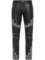 Philipp Plein pantalon slim en cuir - Noir