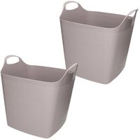 2x stuks bathroom Solutions Kuip - flexibel - emmer - grijs - 25 liter - Wasmanden