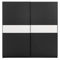 Leen Bakker - Schuifdeurkast Genua - Antraciet/wit - 204x200x60 Cm - Spaanplaat - Zwart#Grijs - 200.2x204x60.3 Cm