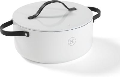 BE Living Braadpan met deksel ø 28 cm - keramische anti-aanbaklaag - geschikt voor alle warmtebronnen - wit