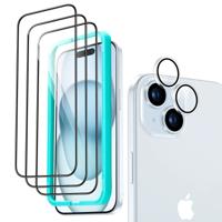iPhone 15 Tempered-Glass Screen Protector Set - 3 Screen Protectors + 1 Set of Lens Protectors