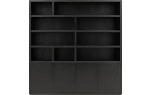 Goossens Buffetkast Barcelona, 4 deuren 9 open vakken, zwart eiken, 208 x 212 x 45 cm, stijlvol landelijk