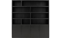 Goossens Buffetkast Barcelona, 4 deuren 9 open vakken, zwart eiken, 208 x 212 x 45 cm, stijlvol landelijk Goossens Buffetkast Barcelona, 4 deuren 9 open vakken, zwart eiken, 208 x 212 x 45 cm, stijlvol landelijk