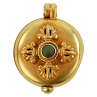 Hanger Rond Doosje Dubbele Dorje met Turquoise Steen Hanger Rond Doosje Dubbele Dorje met Turquoise Steen