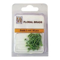 Nellie's Choice • floral glitter brads 3mm. 40stuks/pkg green