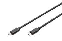 Digitus USB-kabel USB 2.0 USB-C stekker, USB-C stekker 1.80 m Zwart Rond, Stekker past op beide manieren, Afgeschermd (dubbel) AK-300138-018-S