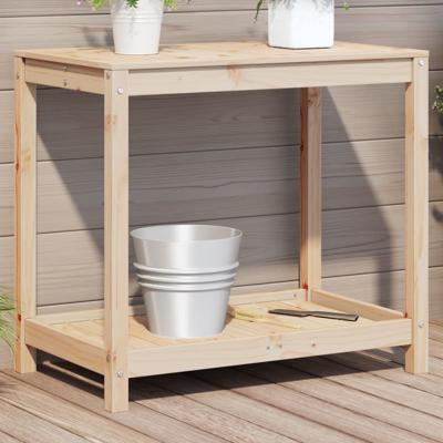 VidaXL Oppottafel met schap 82,5x50x75 cm massief grenenhout