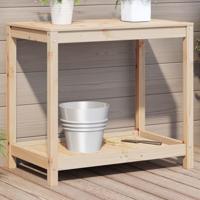VidaXL Oppottafel met schap 82,5x50x75 cm massief grenenhout
