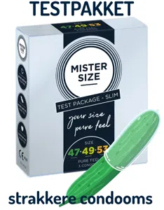 MISTER SIZE PasPakket 3 SMALLERE Condooms (maten 47-49-53)