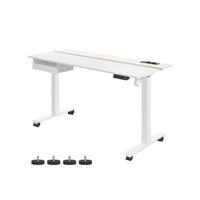 In hoogte verstelbaar elektrisch bureau met stopcontact en lade, Wit / 60 x 140 x (72-120) cm