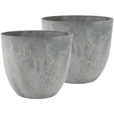 Ter Steege Plantenpot - 2x - betongrijs - kunststof - D45 x H38 cm - bloempot