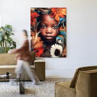 Urban Cotton Wandkleed 'Paradise Bird' 80 x 110cm in Frame - black