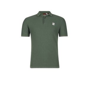 Refill by Shoeby fijngebreide regular fit polo Tyson met logo army green